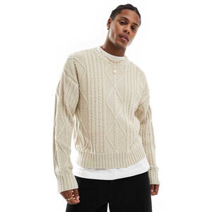 Cotton On Cream Cable Knit Crewneck Sweater